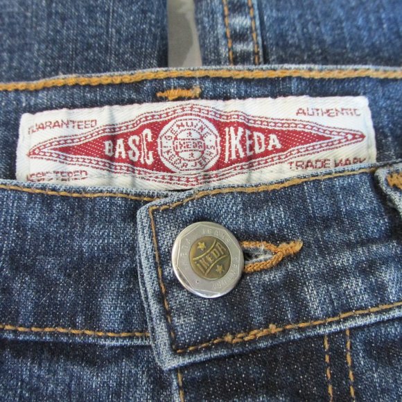 Ikeda Straight-Leg High-Rise 1990s Dark-Wash Blue Jeans Size 32 *no back patch* - Picture 3 of 10